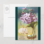 Paashaas en viooltjes feestdagenkaart (Voorkant / Achterkant)
