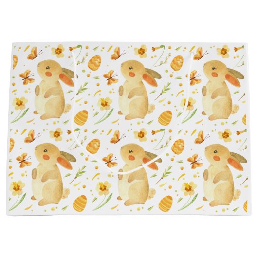 Paashaas en vlinders groot cadeauzakje (Voorkant)