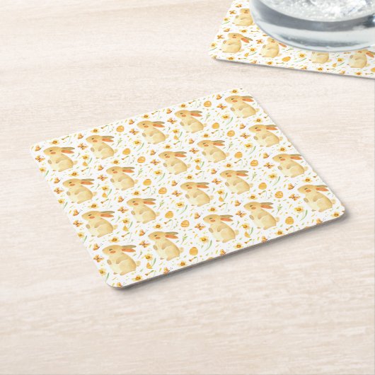 Paashaas en vlinders kartonnen onderzetters (Schuin)