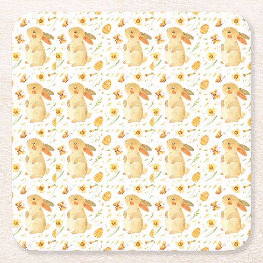 Paashaas en vlinders kartonnen onderzetters (Voorkant)