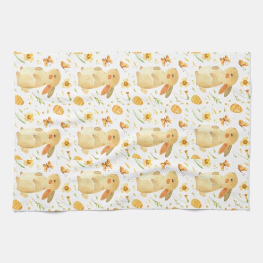 Paashaas en vlinders theedoek (Horizontaal)