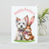Paashaas en Westie Paas Kaart (Staand voorkant)