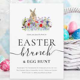 Paashaas en Wilde Bloemen Eierjacht en Brunch Kaart