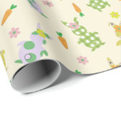 Paashaas en wortelpatroon cadeaupapier (Rol Hoek)