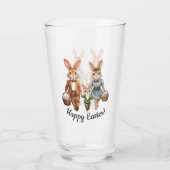 Paashaas familie achter eieren aan glas (Achterkant)