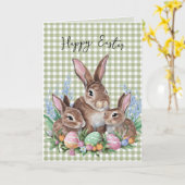 Paashaas familie op Gingham Kaart (Gele Bloem)