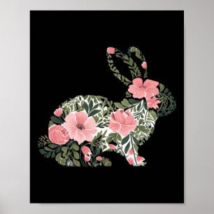 Paashaas Floral Spring Rabbit Schattige Bunny Vrou Poster