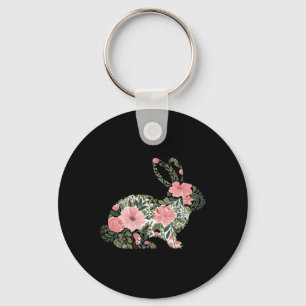Paashaas Floral Spring Rabbit Schattige Bunny Vrou Sleutelhanger