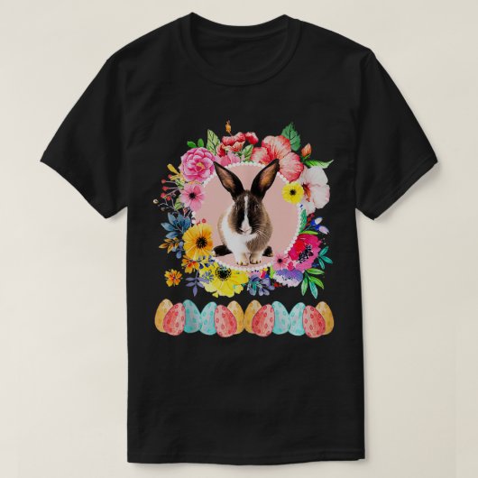 Paashaas Flower Egg Hunt Realistisch Konijn Schatt T-shirt (Design voorkant)