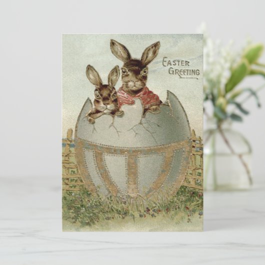 Paashaas gekleurd Boerderij Kaart (Staand voorkant)