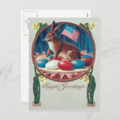 Paashaas gekleurd ei Amerikaanse vlag Feestdagenkaart (Voorkant / Achterkant)