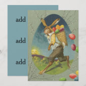 Paashaas Gekleurd Ei Zon Feestdagenkaart (Voorkant / Achterkant)