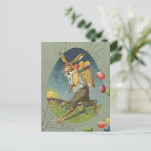 Paashaas Gekleurd Ei Zon Feestdagenkaart (Staand voorkant)