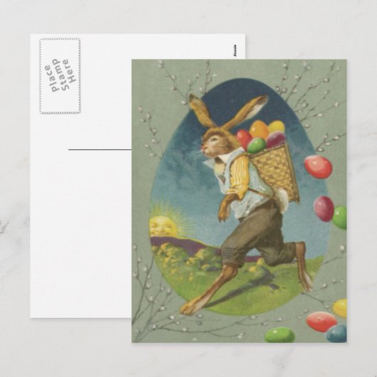 Paashaas Gekleurd Ei Zon Feestdagenkaart (Voorkant / Achterkant)