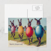 Paashaas gekleurd eierkostuum feestdagenkaart (Voorkant / Achterkant)