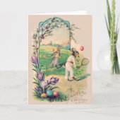 Paashaas gekleurd eiertenniskatoen feestdagen kaart (Voorkant)