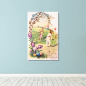 Paashaas gekleurd geschilderd ei tennis canvas afdruk (Insitu (Houten vloer))