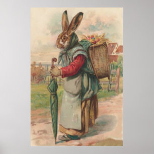 Paashaas gekleurde geschilderde eier paraplu poster