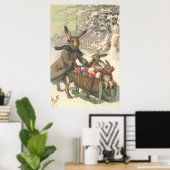 Paashaas Gekleurde Geschilderde Eier Slede Sneeuw Poster (Thuiskantoor)