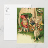 Paashaas geschilderde gekleurde eierbloem Gnome Feestdagenkaart (Voorkant / Achterkant)