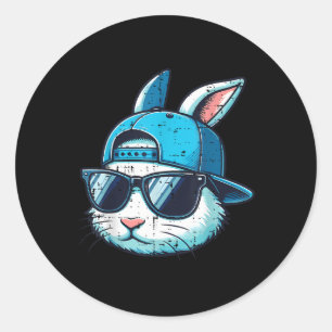 Paashaas Gezicht Honkbal Pet Sungles Rabbit Boys Ronde Sticker