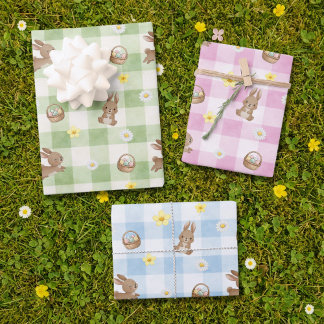 Paashaas Gingham Inpakpapier Vellen