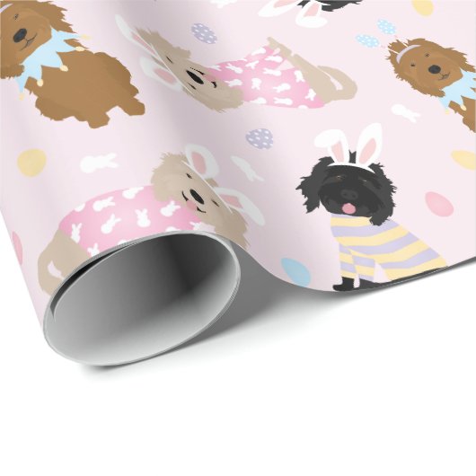 Paashaas Goldendoodle Honden Cadeaupapier (Rol Hoek)