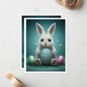 Paashaas Grafische Platte Wenskaarten Notitiekaartje (Voorkant / Achterkant in situ)