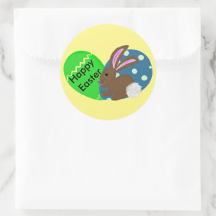 Paashaas Groen Blauw Paaseieren Ronde Sticker