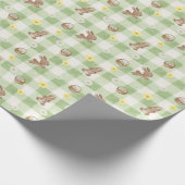 Paashaas Groen Gingham Inpakpapier (Hoek)