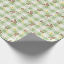 Paashaas Groen Gingham Inpakpapier