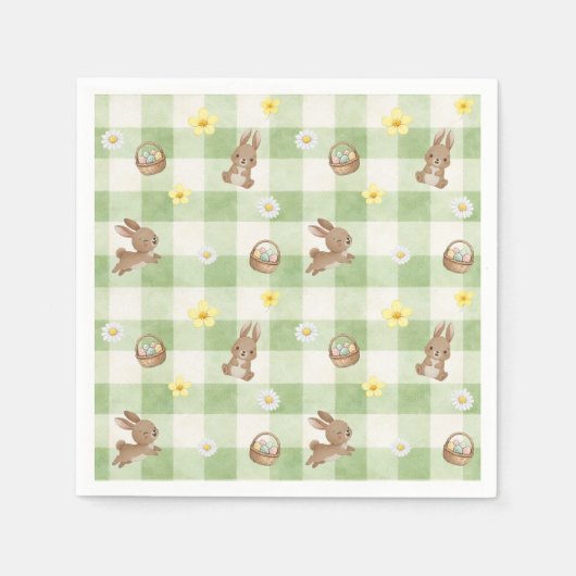 Paashaas Groen Gingham Servet (Voorkant)