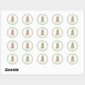 Paashaas Groen Waterverf Gingham Ronde Sticker (Vel)
