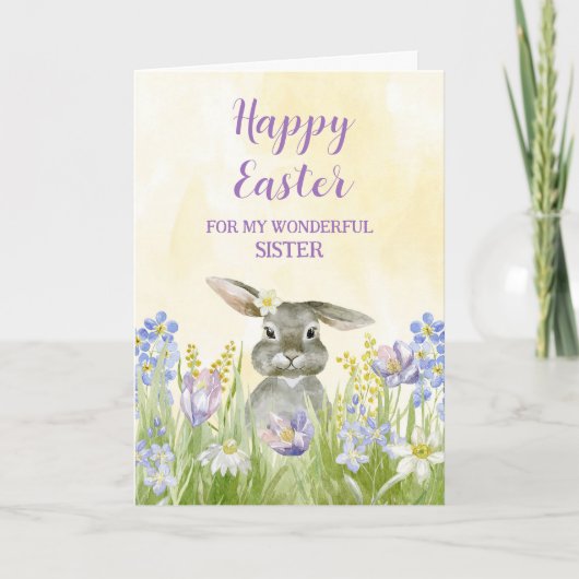 Paashaas Happy Easter Sister Feestdagen Kaart (Voorkant)