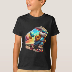 Paashaas Hip Hop Konijn Regenboog Roller Skate T-shirt