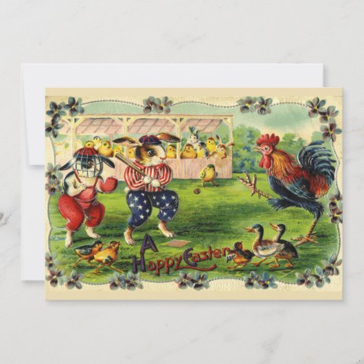 Paashaas honkbal uitnodiging (Voorkant)