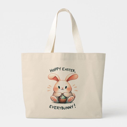 Paashaas hoppy Pasen, iedereen! Grote Tote Bag (Achterkant)