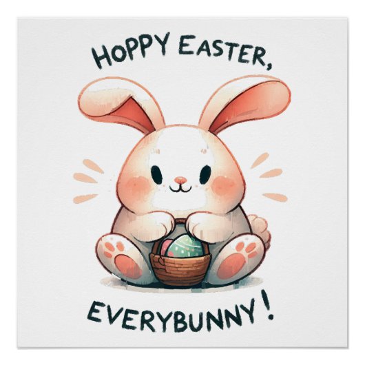 Paashaas hoppy Pasen, iedereen! Perfect Poster (Voorkant)
