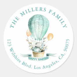 Paashaas Hot ballon lente bloemen Ronde Sticker