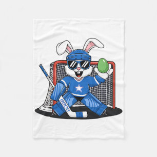 Paashaas ijshockey doelman mannen jongens kinderen fleece deken