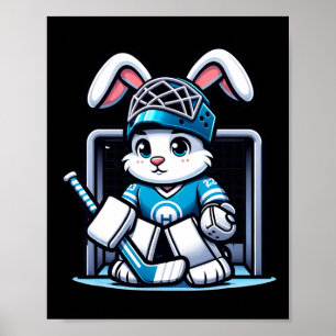 Paashaas ijshockey doelman mannen jongens kinderen poster