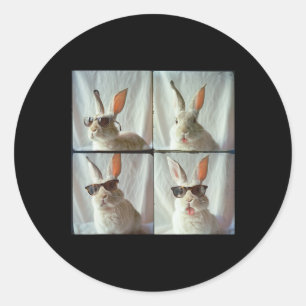 Paashaas in de fotomachinestijl ronde sticker