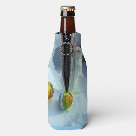 Paashaas in de sneeuw flesjeskoeler (Fles Achterkant)