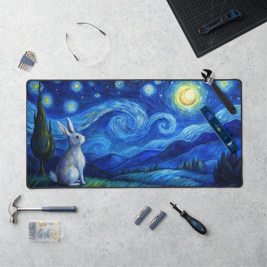 Paashaas in de Sterrennacht Bureaumat (Werkstation)