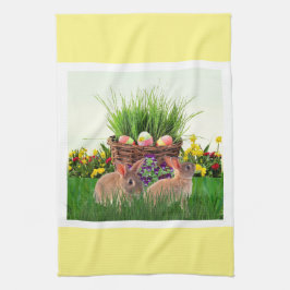 Paashaas in de tuin / Lentevakantie Theedoek