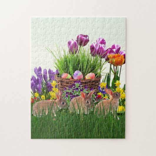 Paashaas in de Tuin / Leuk Feest Legpuzzel (Verticaal)