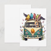 Paashaas in een bus met vogelvrienden - Spring Ce Bedankkaart (Voorkant / Achterkant)