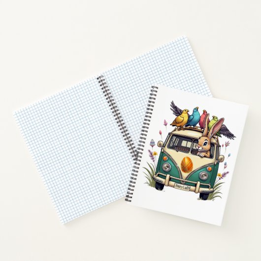 Paashaas in een bus met vogelvrienden - Spring Ce Notitieboek (Binnen)