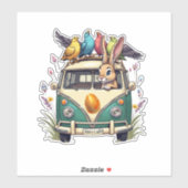 Paashaas in een bus met vogelvrienden - Spring Ce Sticker (Vel)
