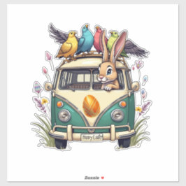 Paashaas in een bus met vogelvrienden - Spring Ce Sticker